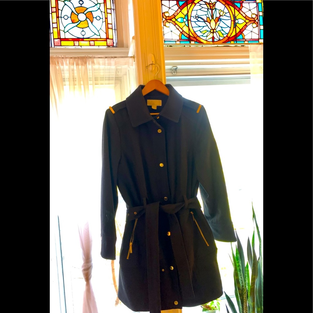 Michael Kors black plus size wool coat